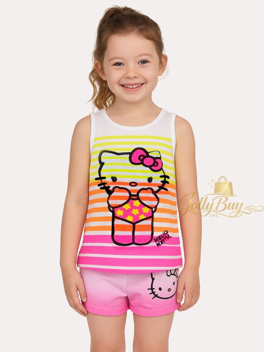 Hello Kitty Little Girl 2-Piece Set Tunic Cotton Sleeveless Top and Shorts